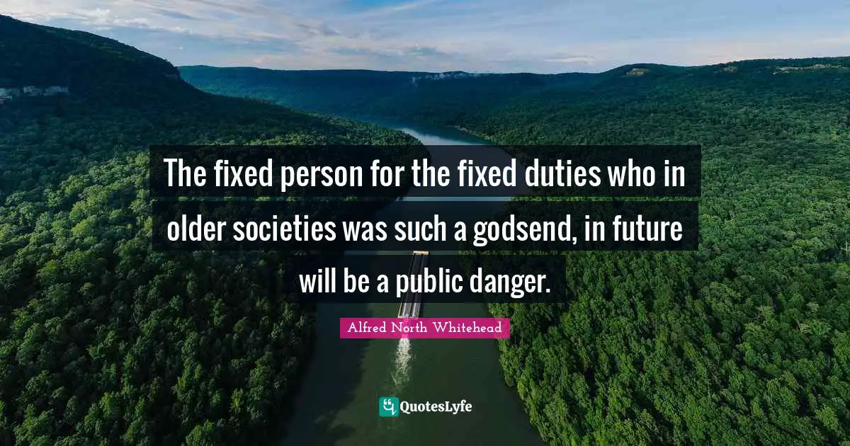 The fixed person for the fixed duties who in older societies was such a godsend, in future will be a public danger.