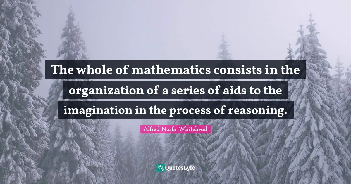 The whole of mathematics consists in the organization of a series of aids to the imagination in the process of reasoning.