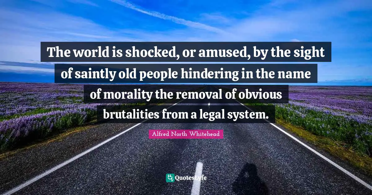 The world is shocked, or amused, by the sight of saintly old people hindering in the name of morality the removal of obvious brutalities from a legal system.