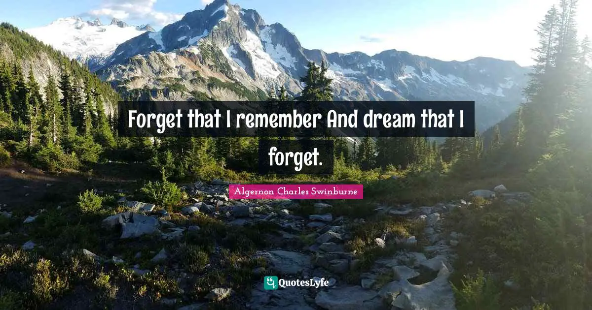 Forget that I remember And dream that I forget.