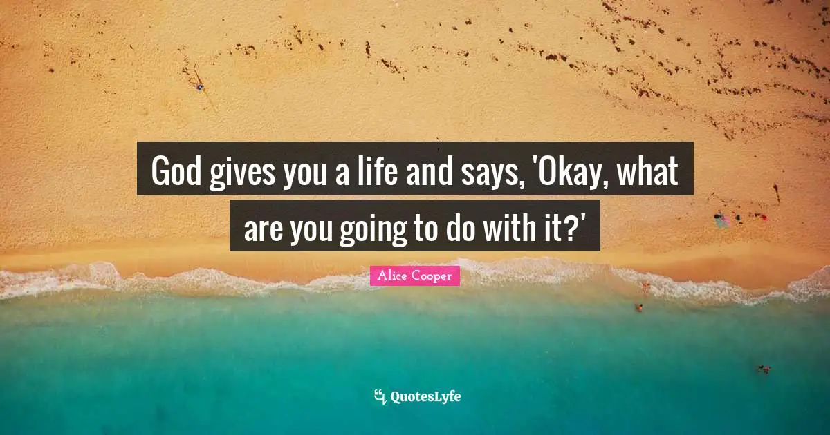 Alice Cooper Quotes: "God gives you a life and says, 'Okay, what are you going to do with it?'"