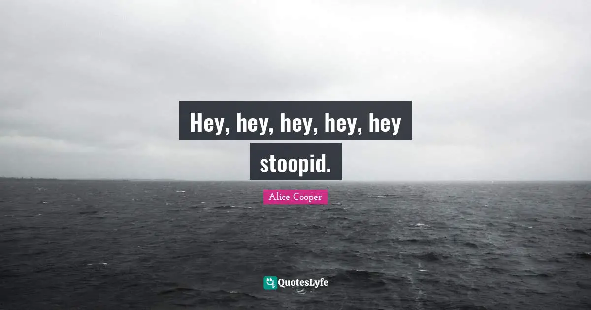 Hey, hey, hey, hey, hey stoopid.