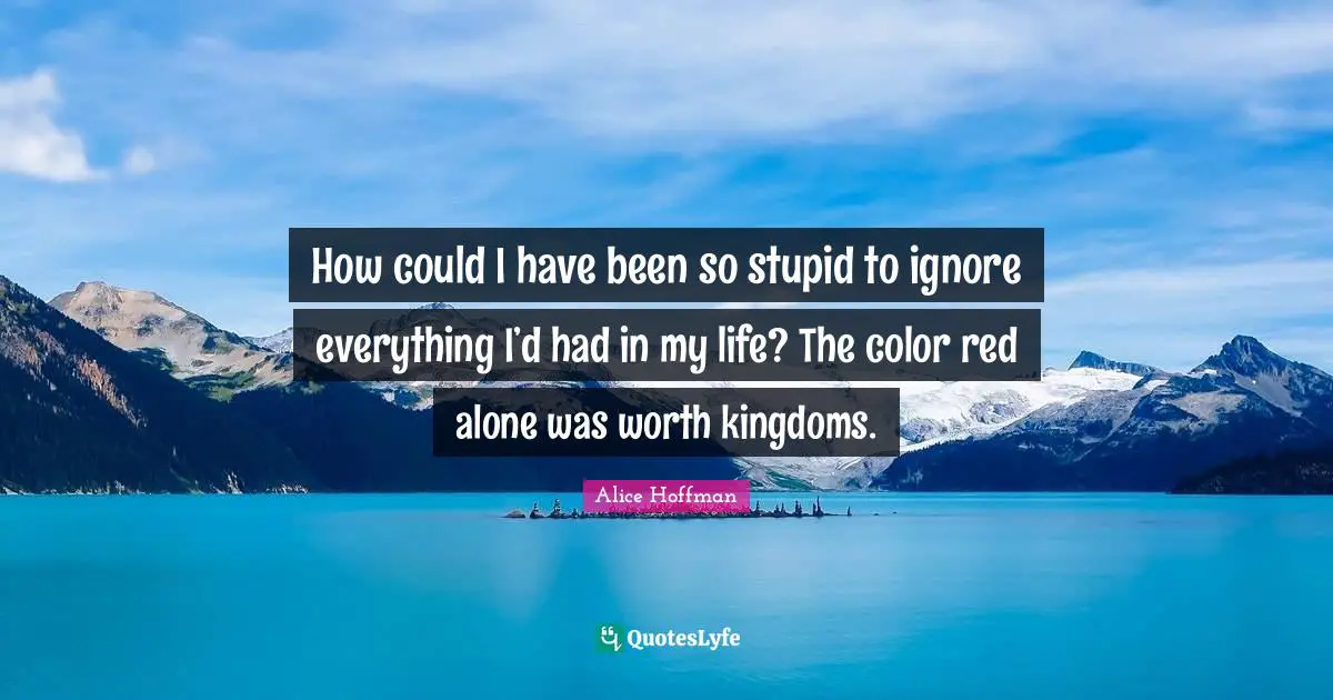 How could I have been so stupid to ignore everything I’d had in my life? The color red alone was worth kingdoms.