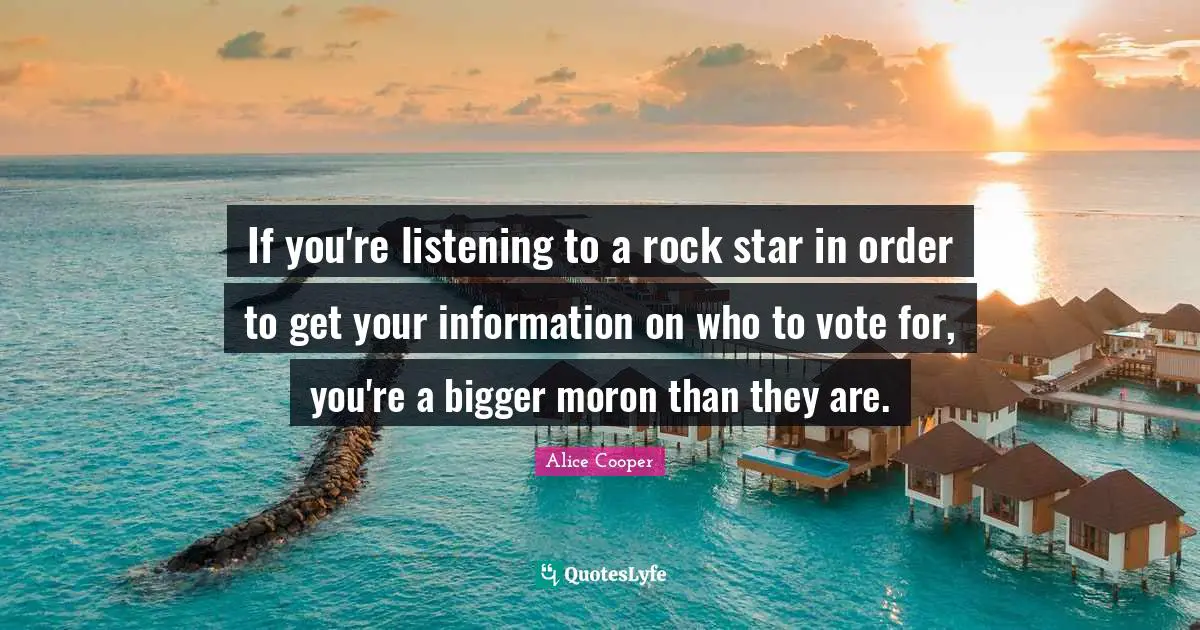 Vote Quotes: "If you're listening to a rock star in order to get your information on who to vote for, you're a bigger moron than they are."