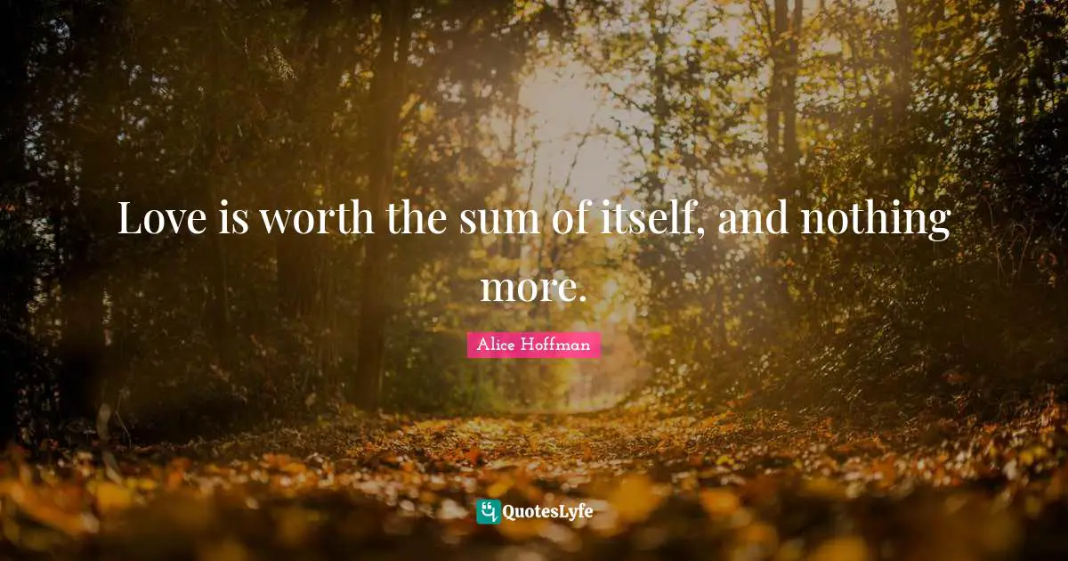 Love is worth the sum of itself, and nothing more.