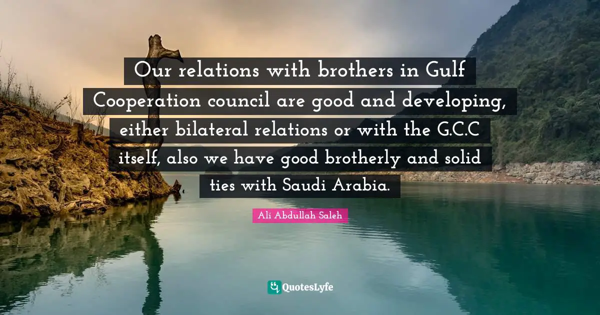 Our relations with brothers in Gulf Cooperation council are good and developing, either bilateral relations or with the G.C.C itself, also we have good brotherly and solid ties with Saudi Arabia.