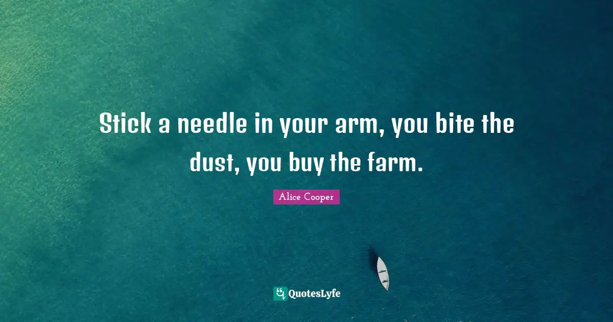 Stick a needle in your arm, you bite the dust, you buy the farm.