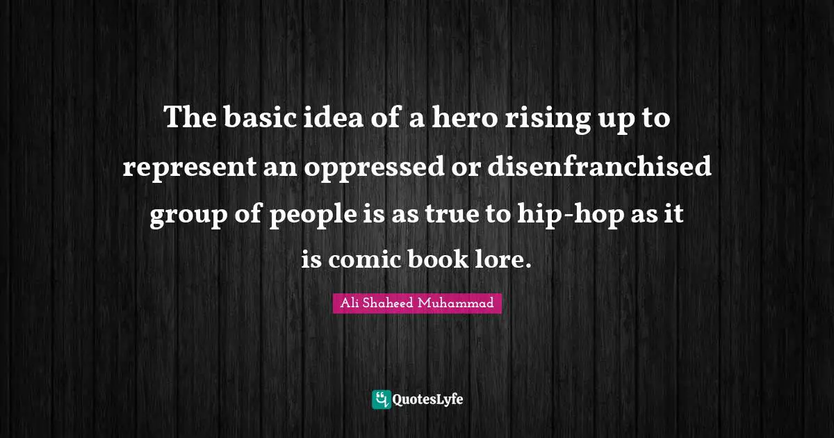 The basic idea of a hero rising up to represent an oppressed or disenfranchised group of people is as true to hip-hop as it is comic book lore.
