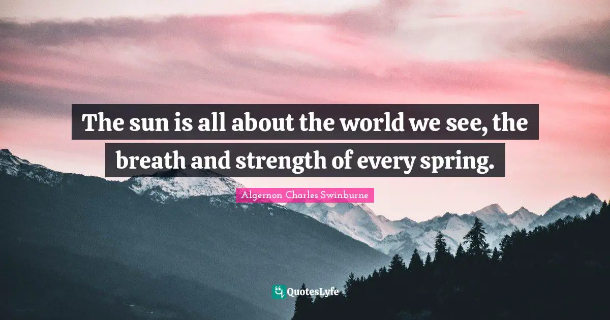 The sun is all about the world we see, the breath and strength of every spring.
