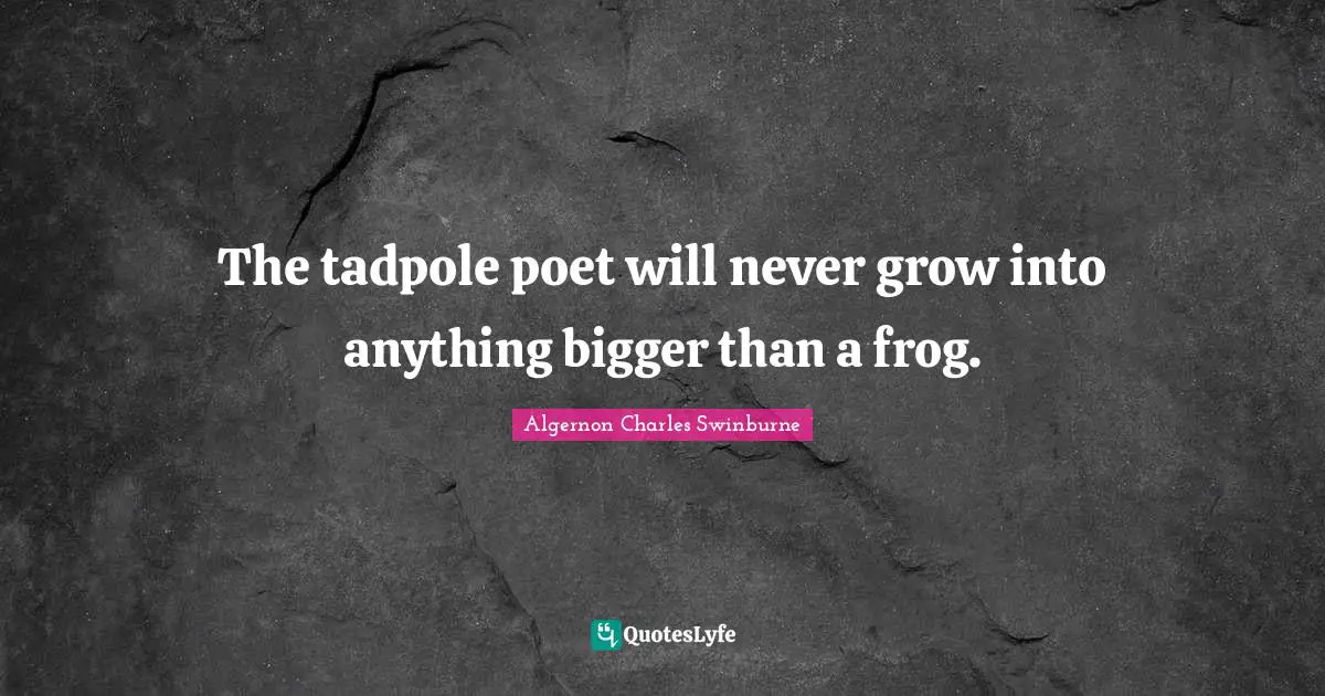 Frogs Quotes: "The tadpole poet will never grow into anything bigger than a frog."
