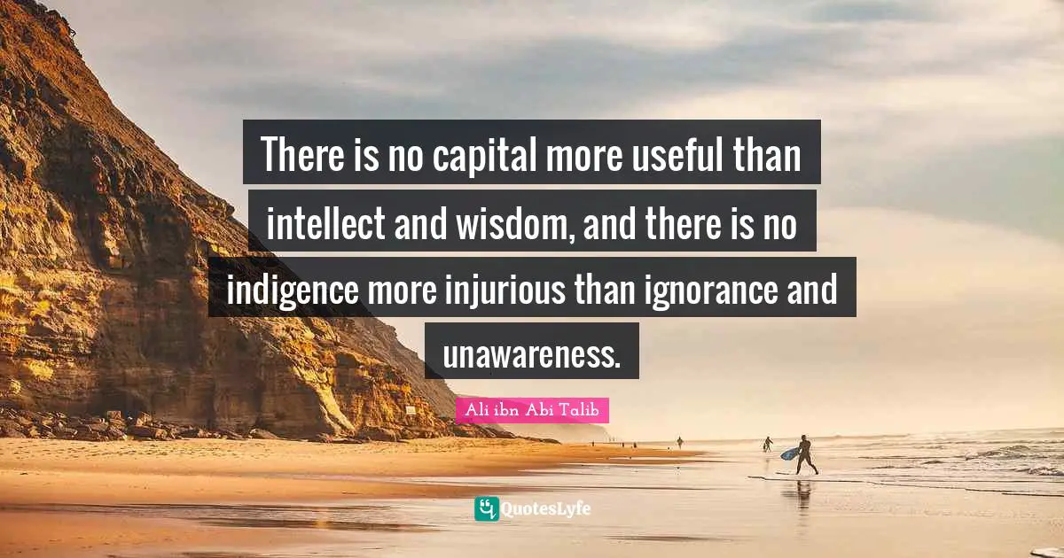 There is no capital more useful than intellect and wisdom, and there is no indigence more injurious than ignorance and unawareness.
