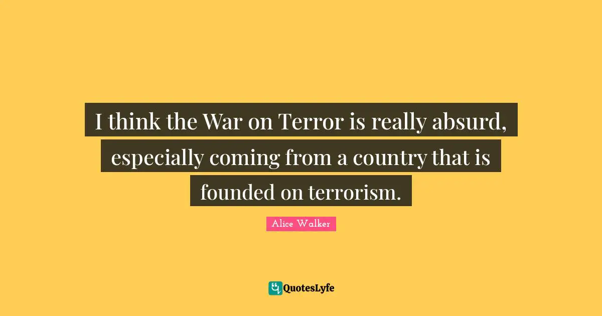 I think the War on Terror is really absurd, especially coming from a country that is founded on terrorism.