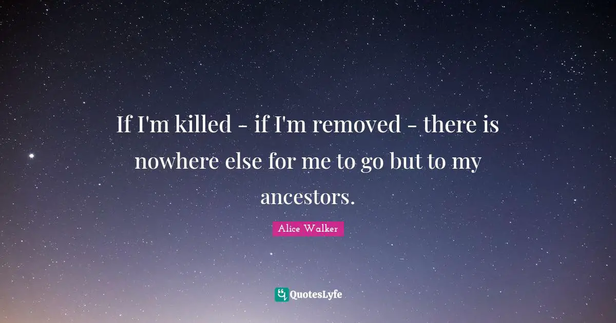 If I'm killed - if I'm removed - there is nowhere else for me to go but to my ancestors.