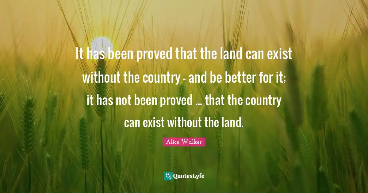 It has been proved that the land can exist without the country - and be better for it; it has not been proved ... that the country can exist without the land.