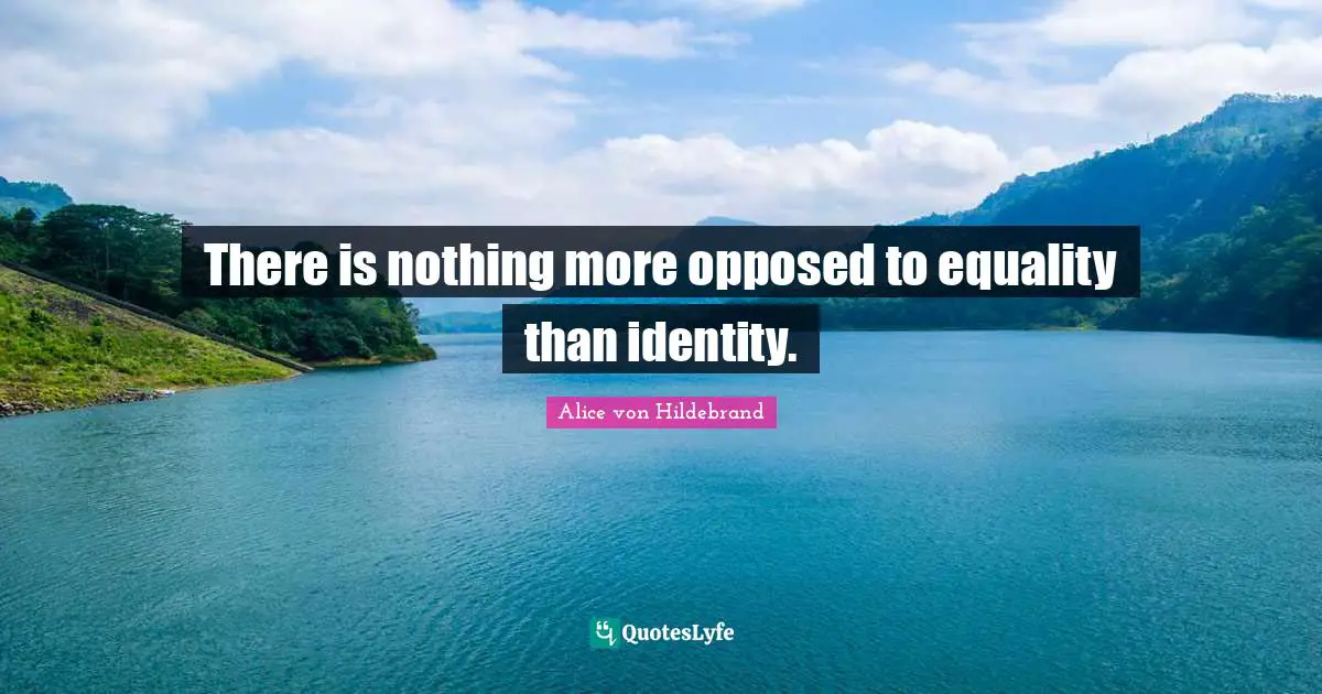 There is nothing more opposed to equality than identity.