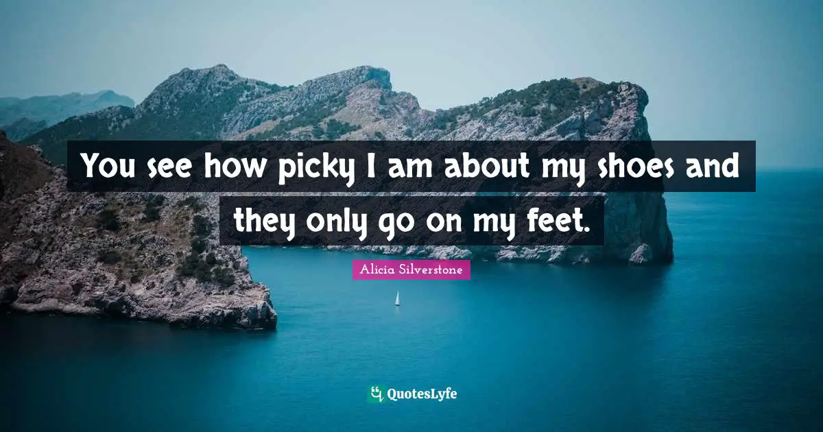 Alicia Silverstone Quotes: "You see how picky I am about my shoes and they only go on my feet."