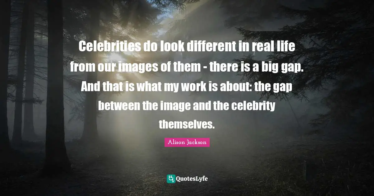 Celebrities do look different in real life from our images of them - there is a big gap. And that is what my work is about: the gap between the image and the celebrity themselves.