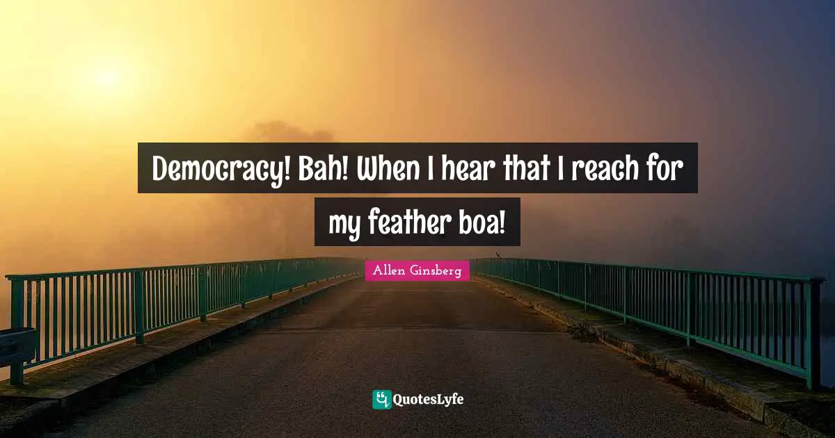 Democracy! Bah! When I hear that I reach for my feather boa!