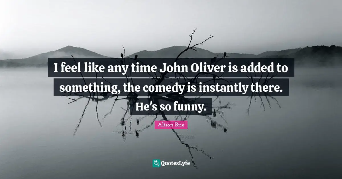 I feel like any time John Oliver is added to something, the comedy is instantly there. He's so funny.