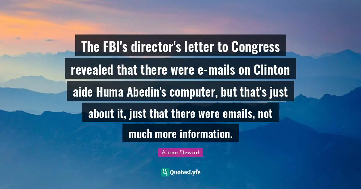 The FBI's director's letter to Congress revealed that there were e-mails on Clinton aide Huma Abedin's computer, but that's just about it, just that there were emails, not much more information.