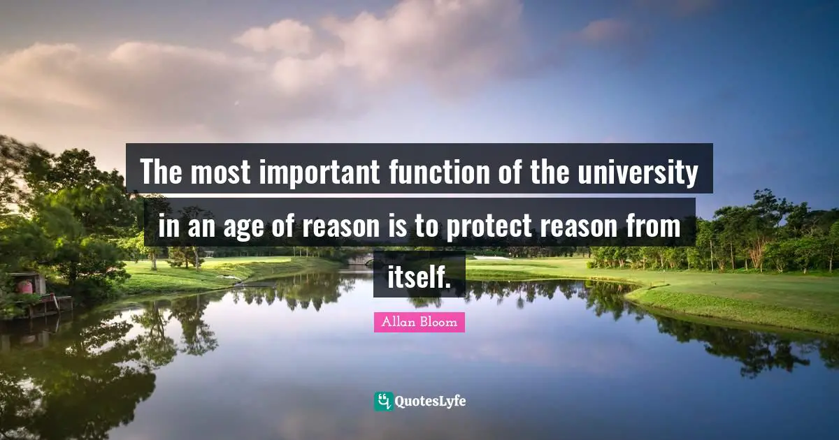 The most important function of the university in an age of reason is to protect reason from itself.