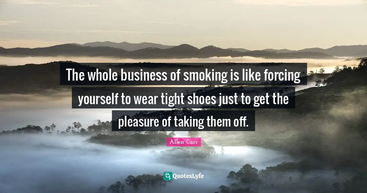 The whole business of smoking is like forcing yourself to wear tight shoes just to get the pleasure of taking them off.