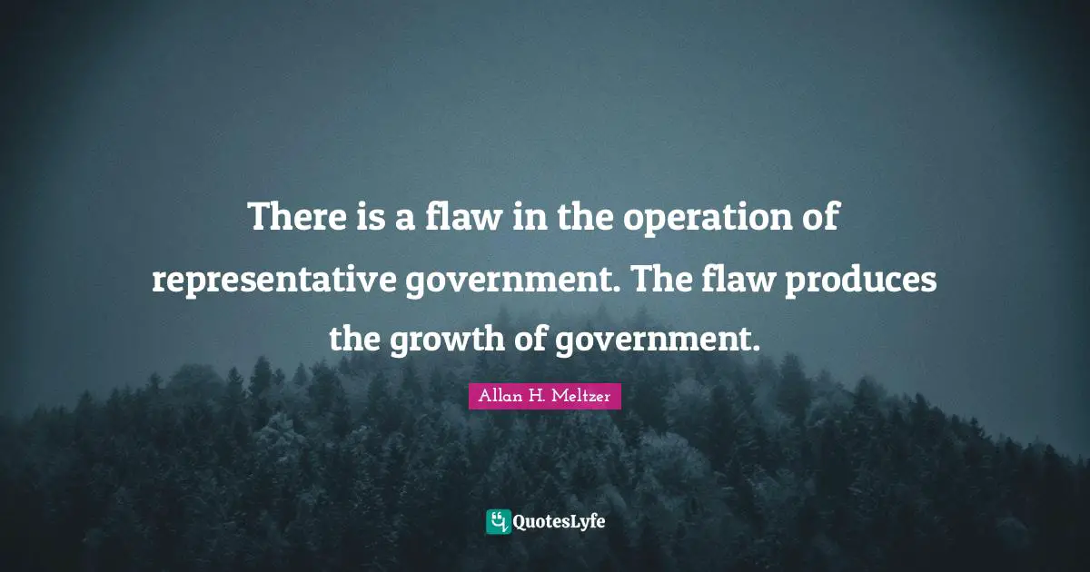 There is a flaw in the operation of representative government. The flaw produces the growth of government.