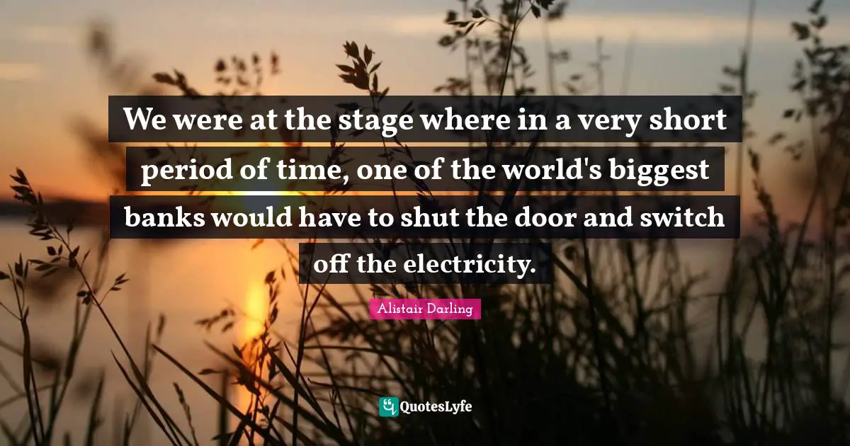 We were at the stage where in a very short period of time, one of the world's biggest banks would have to shut the door and switch off the electricity.