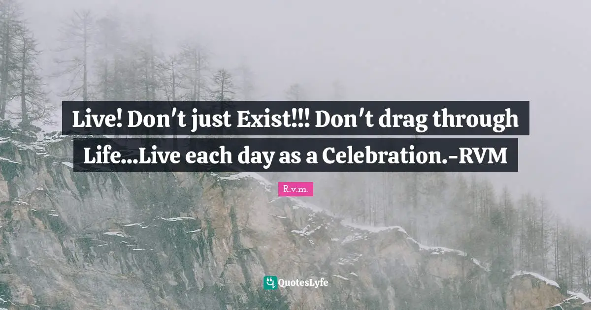 Live! Don't just Exist!!! Don't drag through Life...Live each day as a Celebration.-RVM