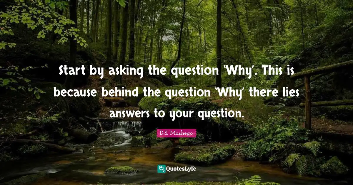 Start by asking the question ‘Why’. This is because behind the question ‘Why’ there lies answers to your question.