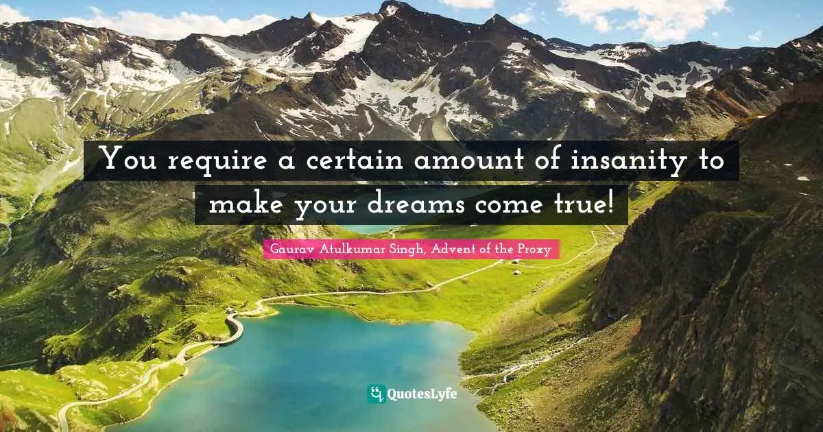 You require a certain amount of insanity to make your dreams come true!