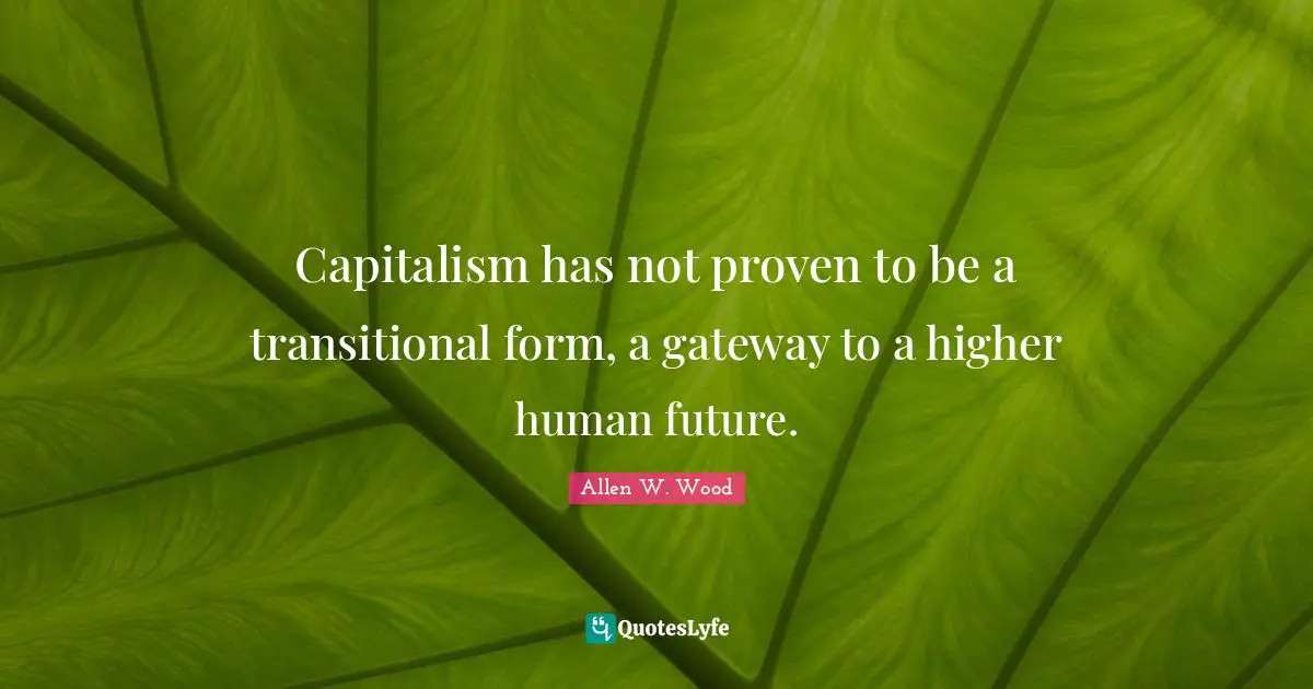 Capitalism has not proven to be a transitional form, a gateway to a higher human future.