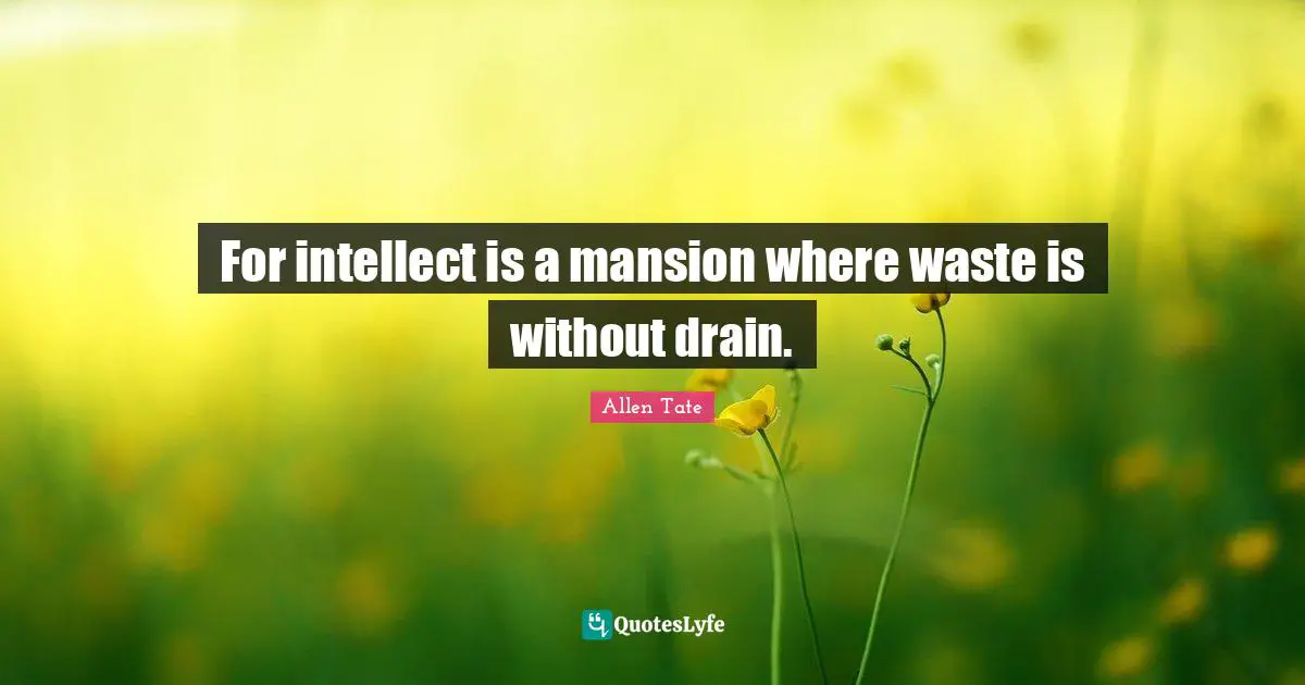 For intellect is a mansion where waste is without drain.