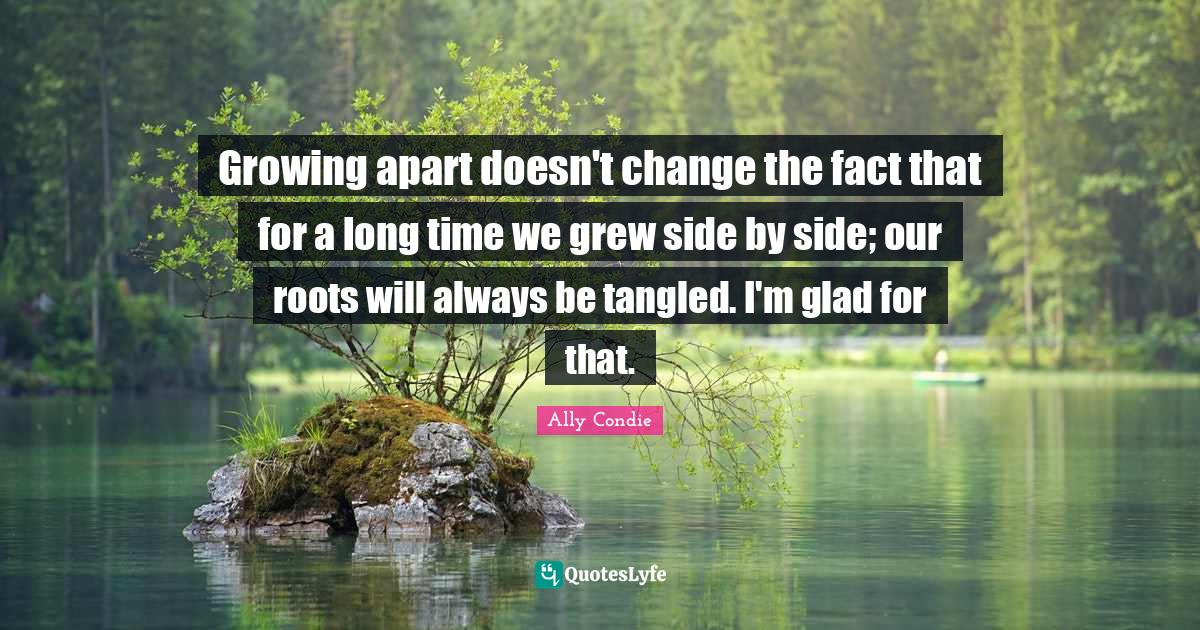 Growing apart doesn't change the fact that for a long time we grew sid