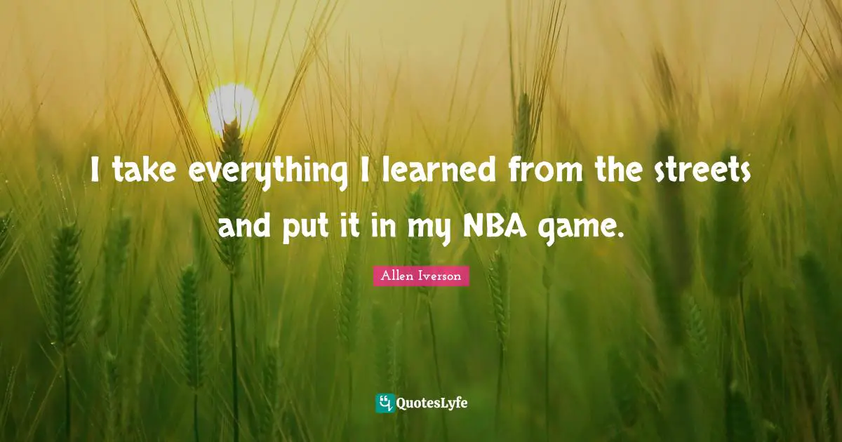 Allen Iverson Quotes: "I take everything I learned from the streets and put it in my NBA game."