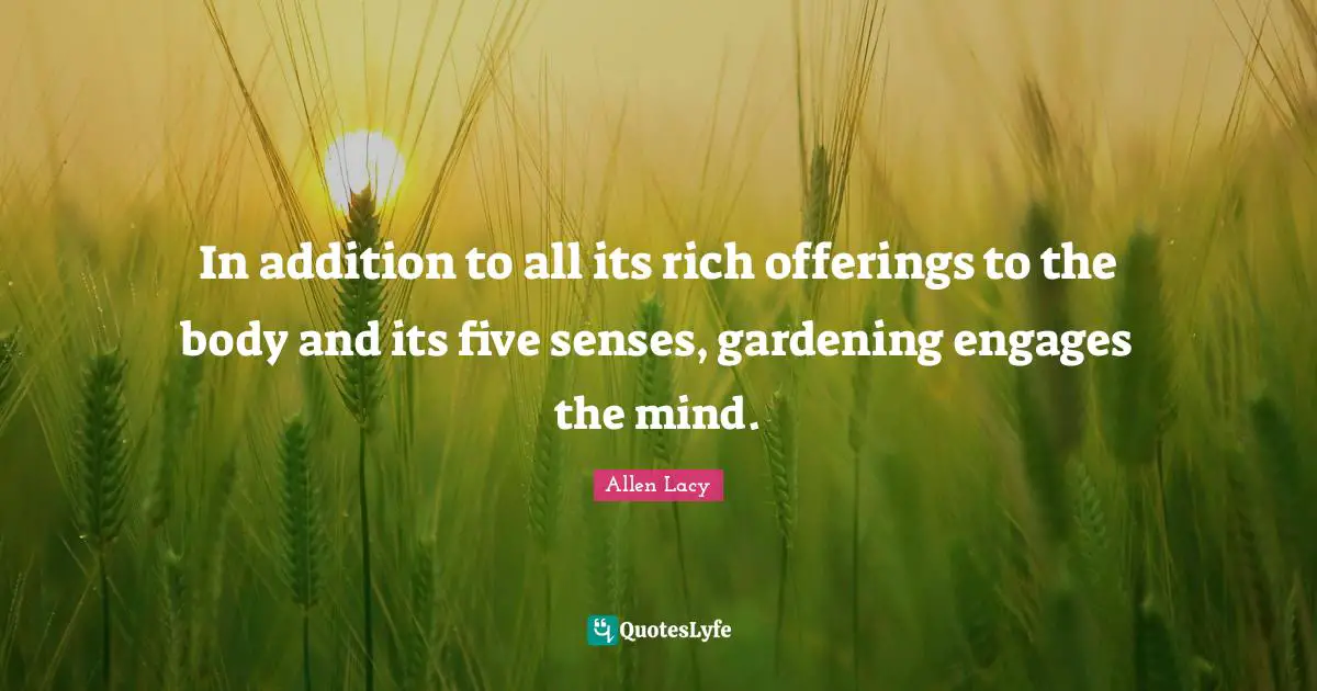 In addition to all its rich offerings to the body and its five senses, gardening engages the mind.