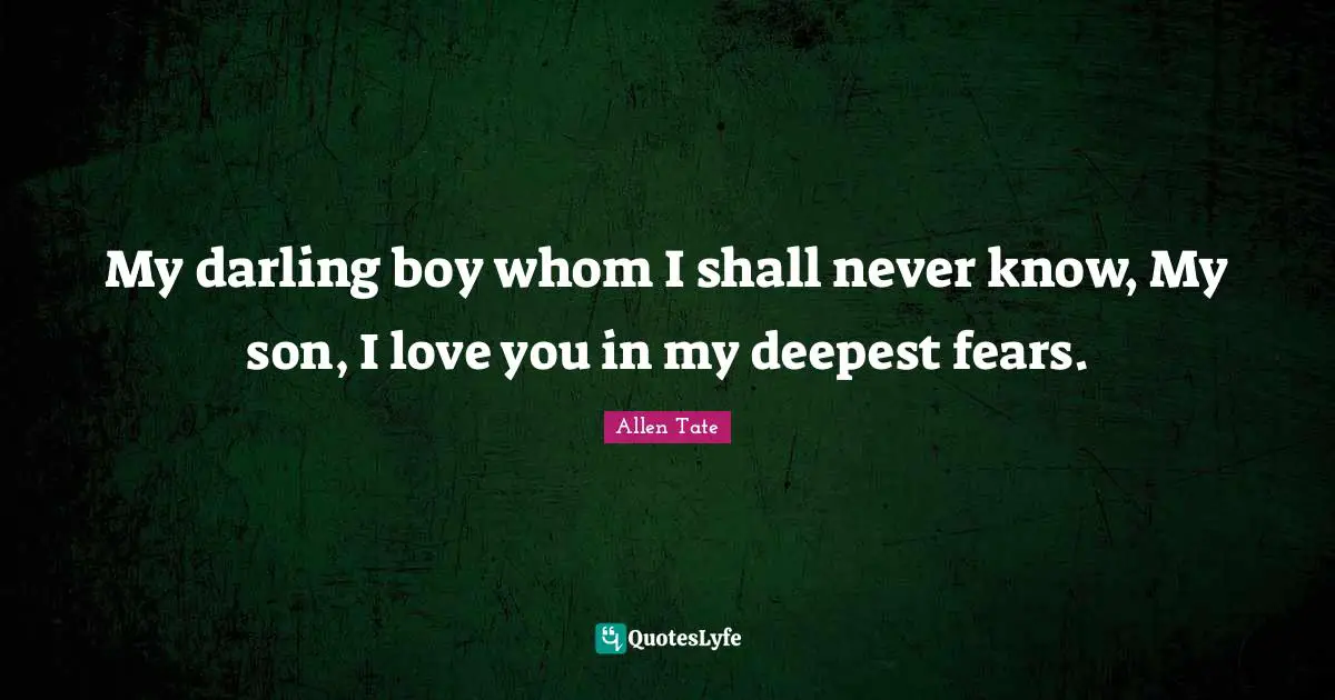 My darling boy whom I shall never know, My son, I love you in my deepest fears.
