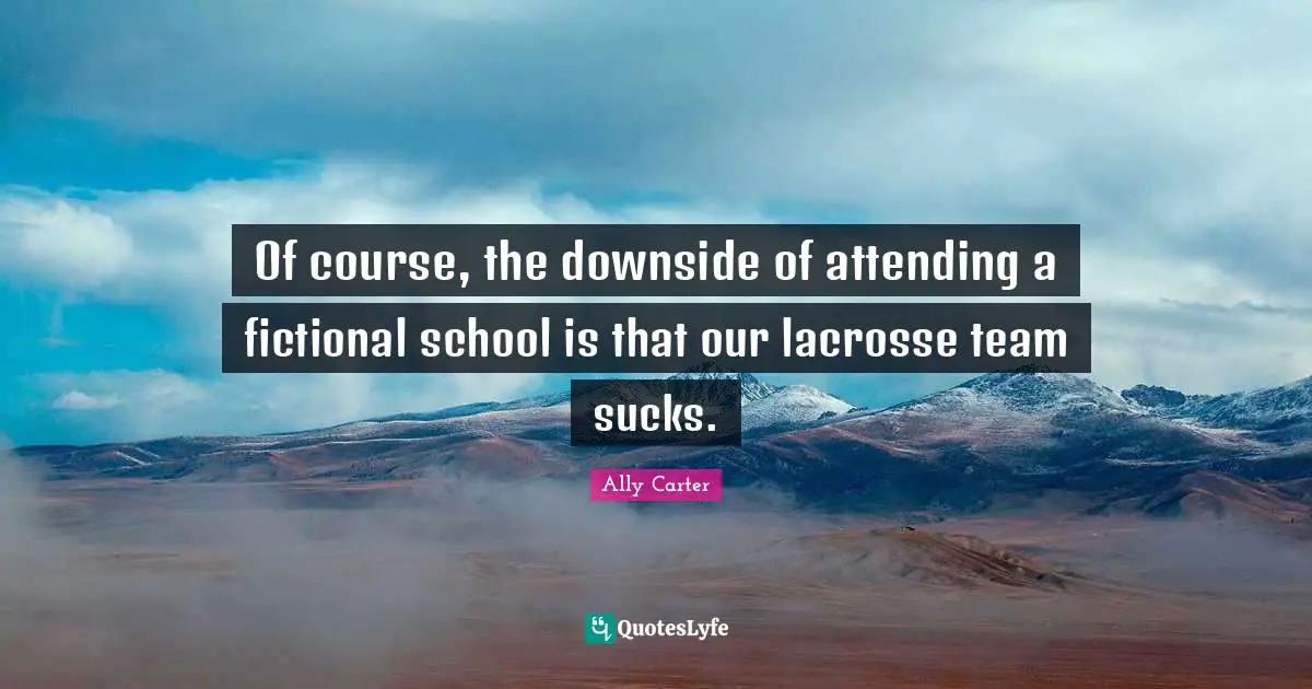 Of course, the downside of attending a fictional school is that our lacrosse team sucks.