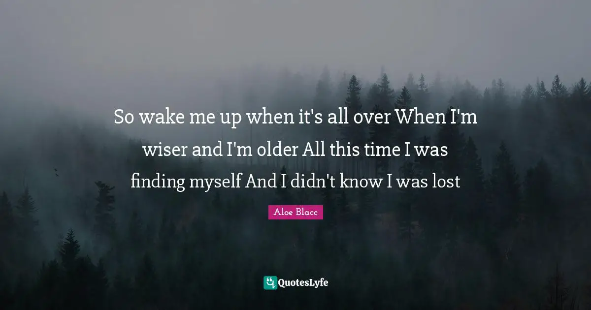 Finding Myself Quotes: "So wake me up when it's all over When I'm wiser and I'm older All this time I was finding myself And I didn't know I was lost"