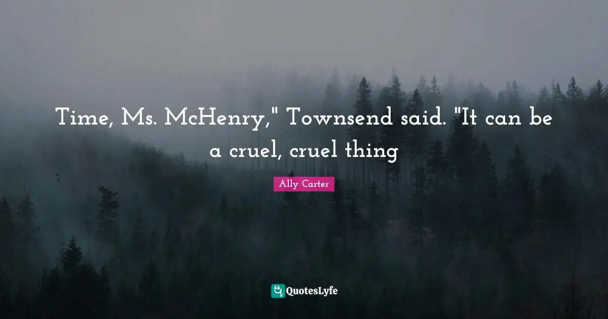 Time, Ms. McHenry," Townsend said. "It can be a cruel, cruel thing