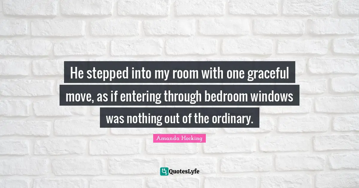 He stepped into my room with one graceful move, as if entering through bedroom windows was nothing out of the ordinary.