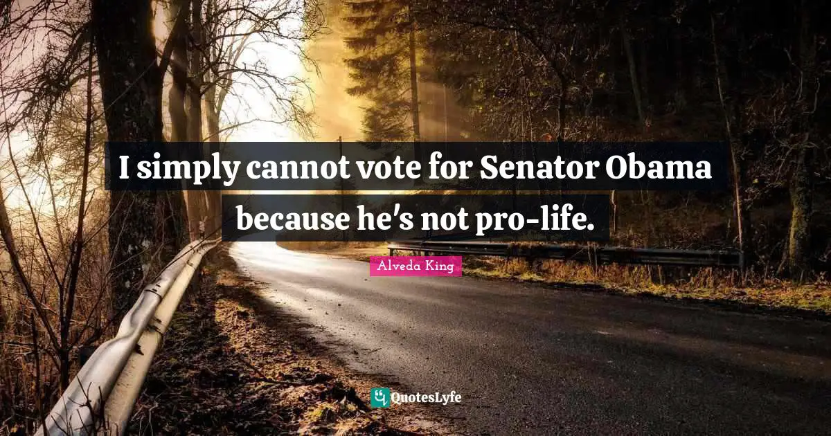 I simply cannot vote for Senator Obama because he's not pro-life.