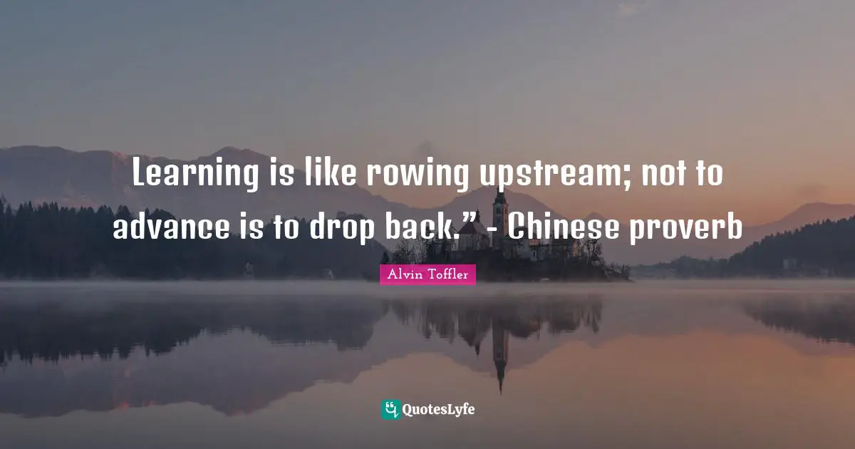 Proverb Quotes: "Learning is like rowing upstream; not to advance is to drop back.” - Chinese proverb"