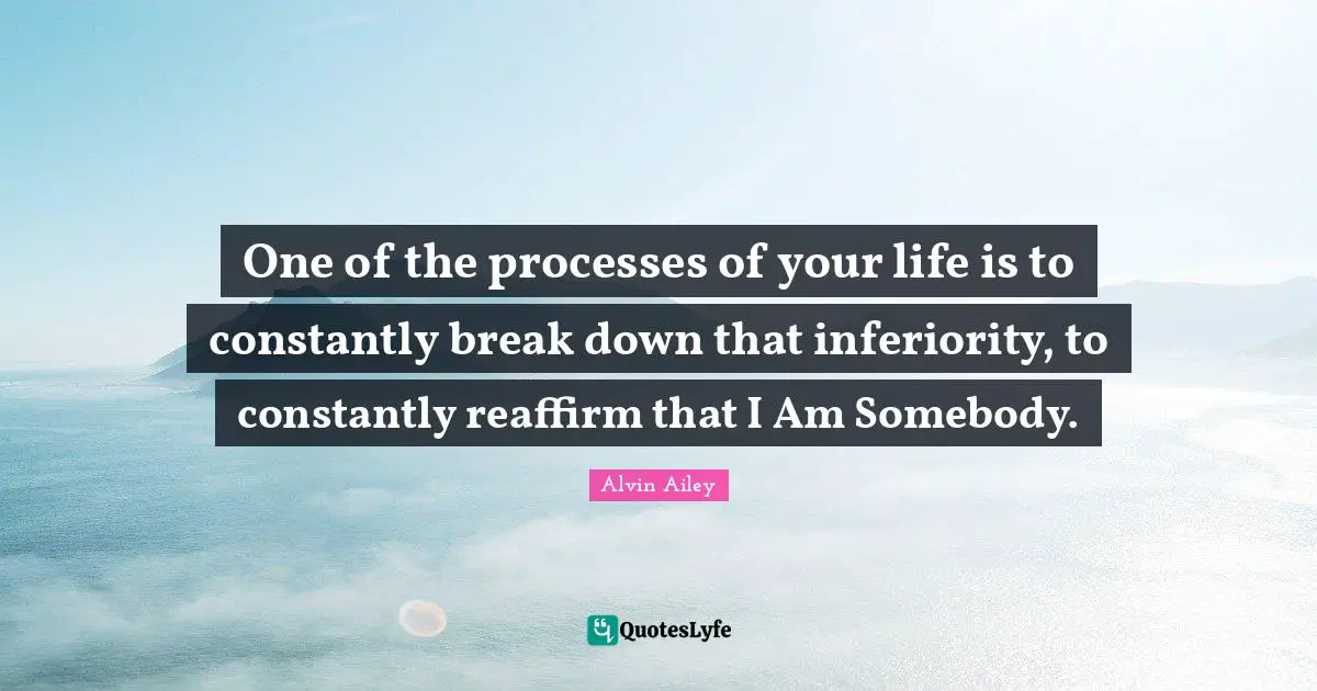 One of the processes of your life is to constantly break down that inferiority, to constantly reaffirm that I Am Somebody.