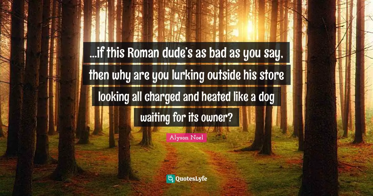 ...if this Roman dude’s as bad as you say, then why are you lurking outside his store looking all charged and heated like a dog waiting for its owner?
