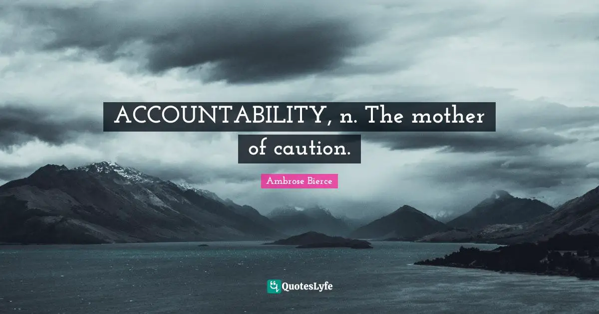 ACCOUNTABILITY, n. The mother of caution.