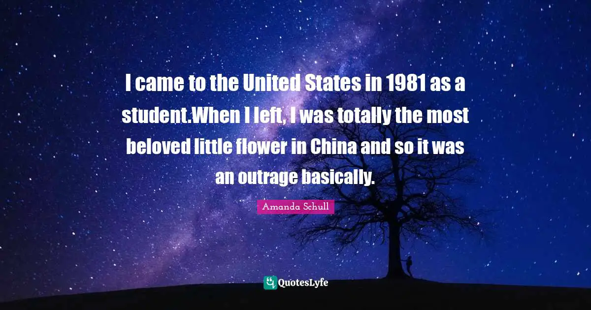 I came to the United States in 1981 as a student.When I left, I was totally the most beloved little flower in China and so it was an outrage basically.
