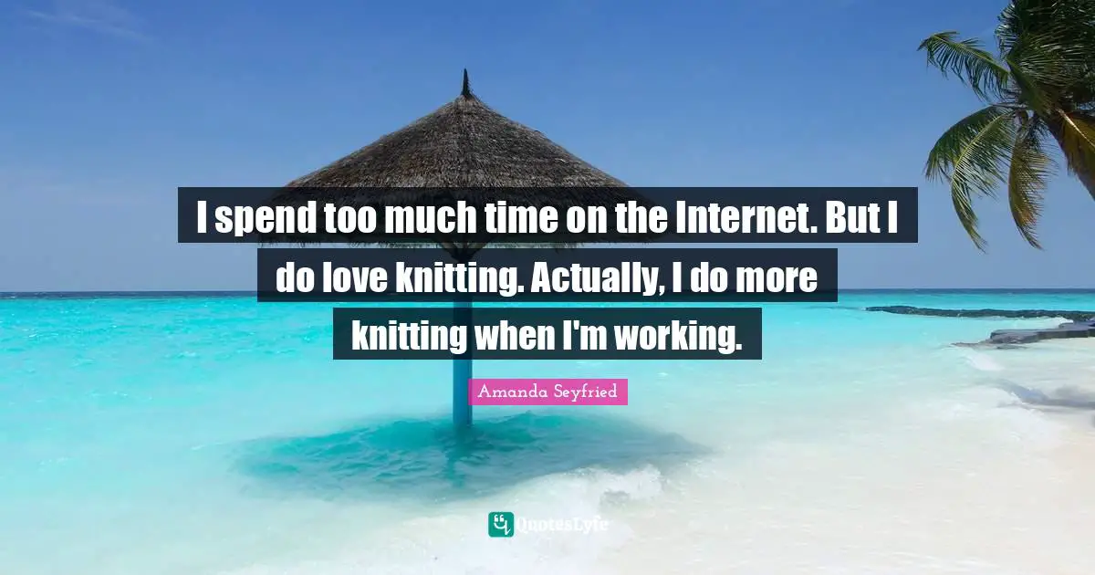 I spend too much time on the Internet. But I do love knitting. Actually, I do more knitting when I'm working.