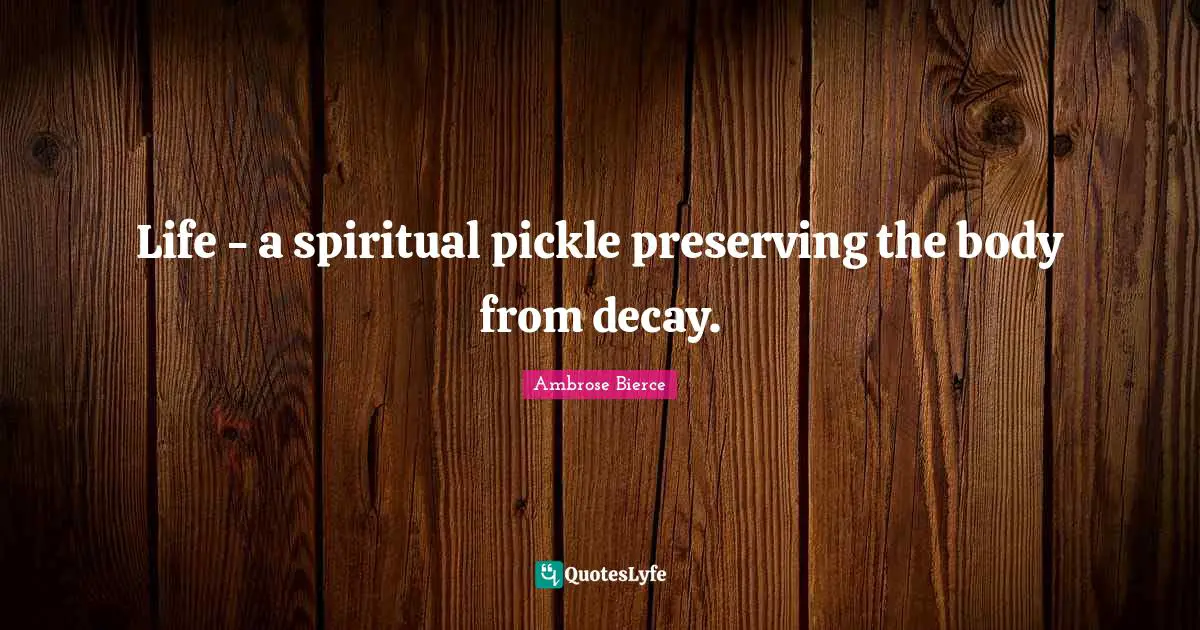 Life - a spiritual pickle preserving the body from decay.