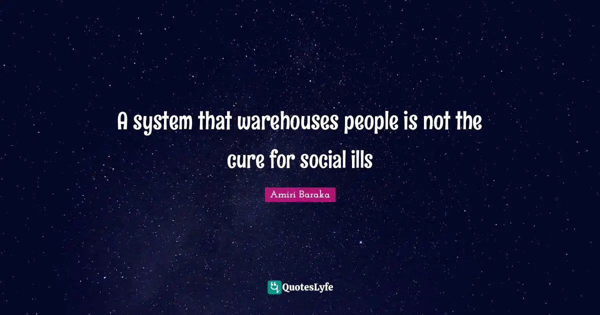 Amiri Baraka Quotes: "A system that warehouses people is not the cure for social ills"